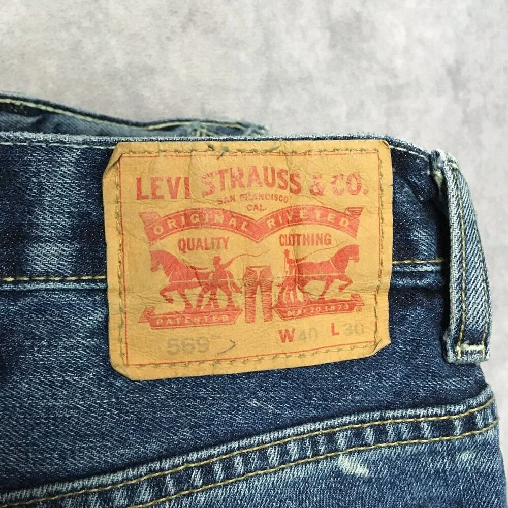 Levis Mens‎ 569 Loose Straight Fit Blue Jeans size 42x30 Cotton Denim Pants